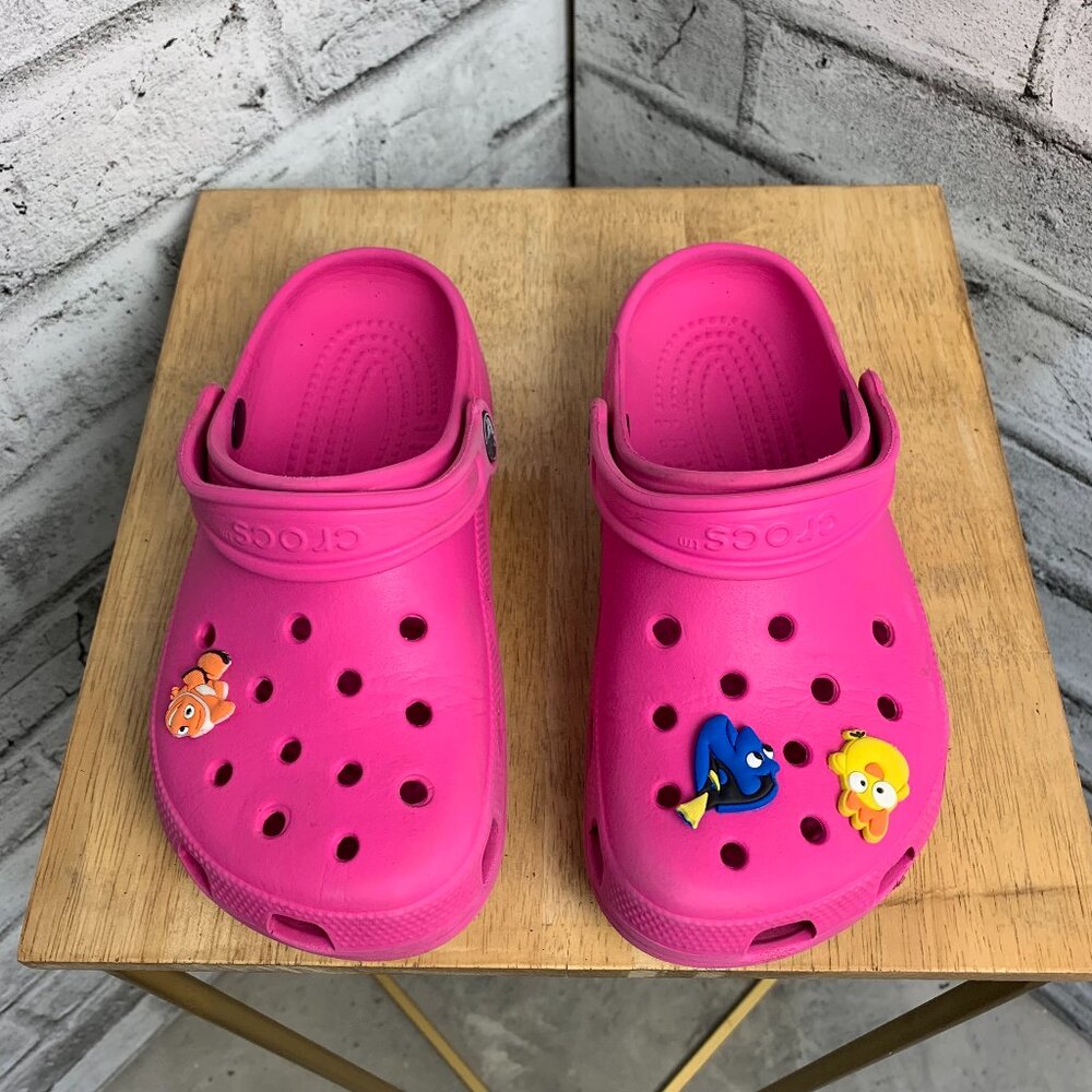 Crocs Classic Clog Unisex Kids 3 5 Pink Nemo Jibbitz Slip On Beach Water Sandals